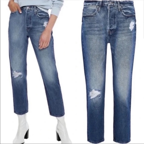 REVOLVE FRAME DENIM LE PEGGED JEAN BOHO DISTRESSED HIGH WAIST JEANS 26 - Picture 12 of 13